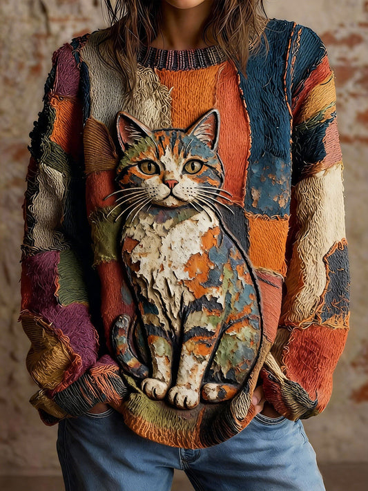 Mujer Estampado de gato Vintage Tops