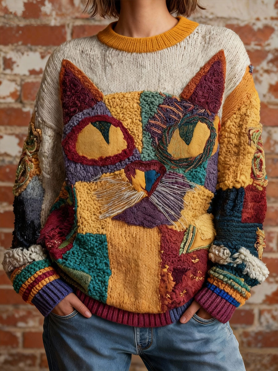 Mujer Estampado de gato Vintage Tops