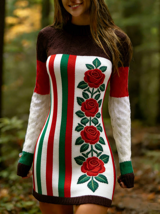 Vestido de punto cómodo de arte húngaro vintage para mujer