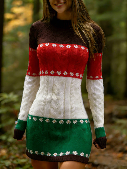 Vestido de punto cómodo de arte húngaro vintage para mujer