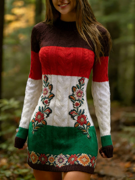 Vestido de punto cómodo de arte húngaro vintage para mujer