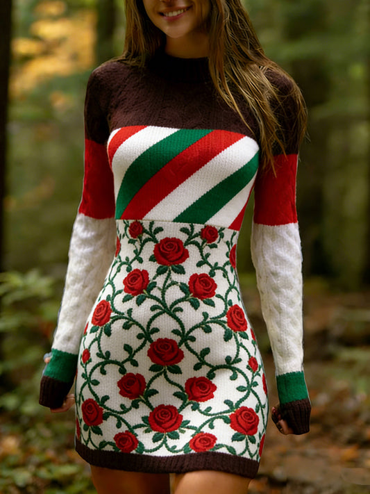 Vestido de punto cómodo de arte húngaro vintage para mujer