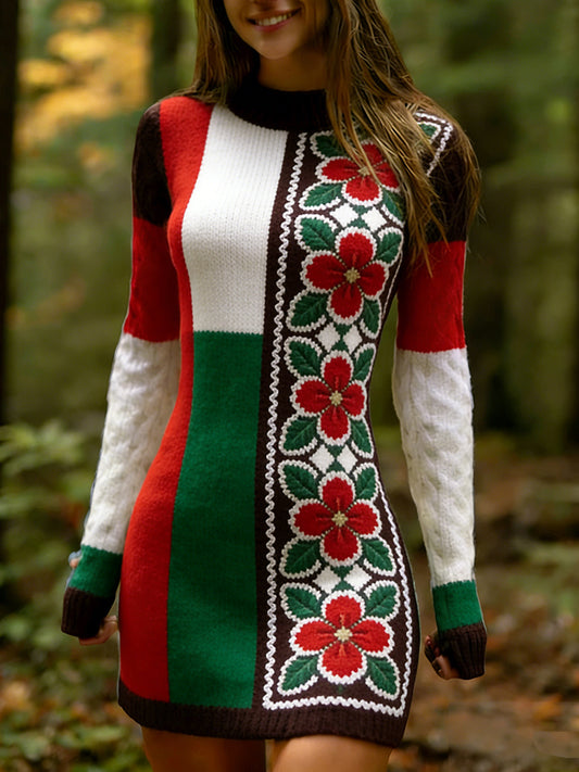 Vestido de punto cómodo de arte húngaro vintage para mujer