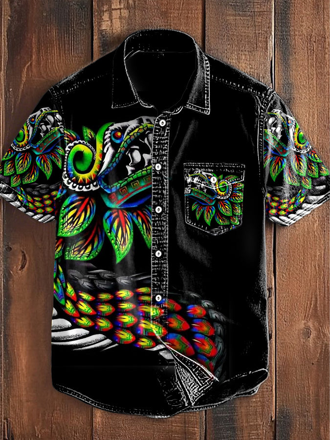 Hombres Mexican Maya Art Impreso Camisa