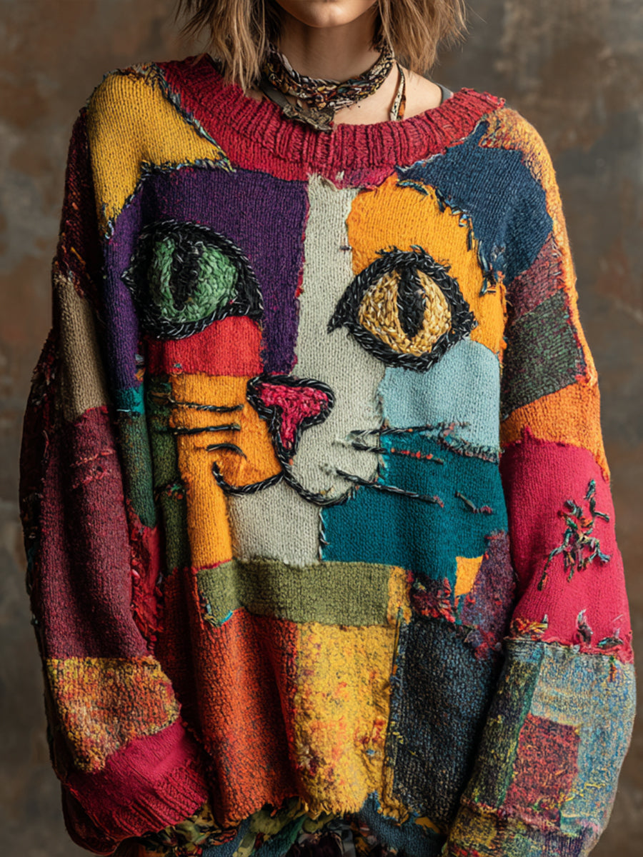 Tops Vintage Art Cat de mujer