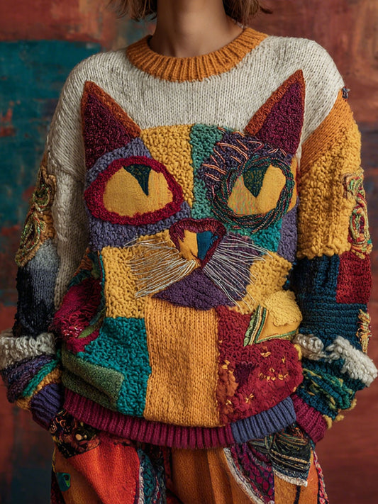 Tops Vintage Art Cat de mujer