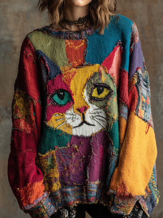 Tops Vintage Art Cat de mujer