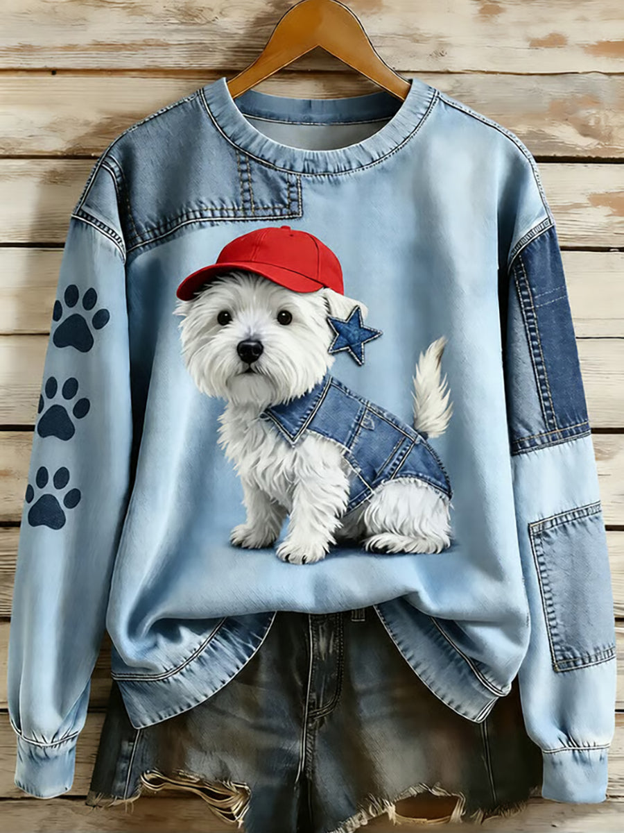 Sudadera con estampado de perro Animal Lovers para mujer