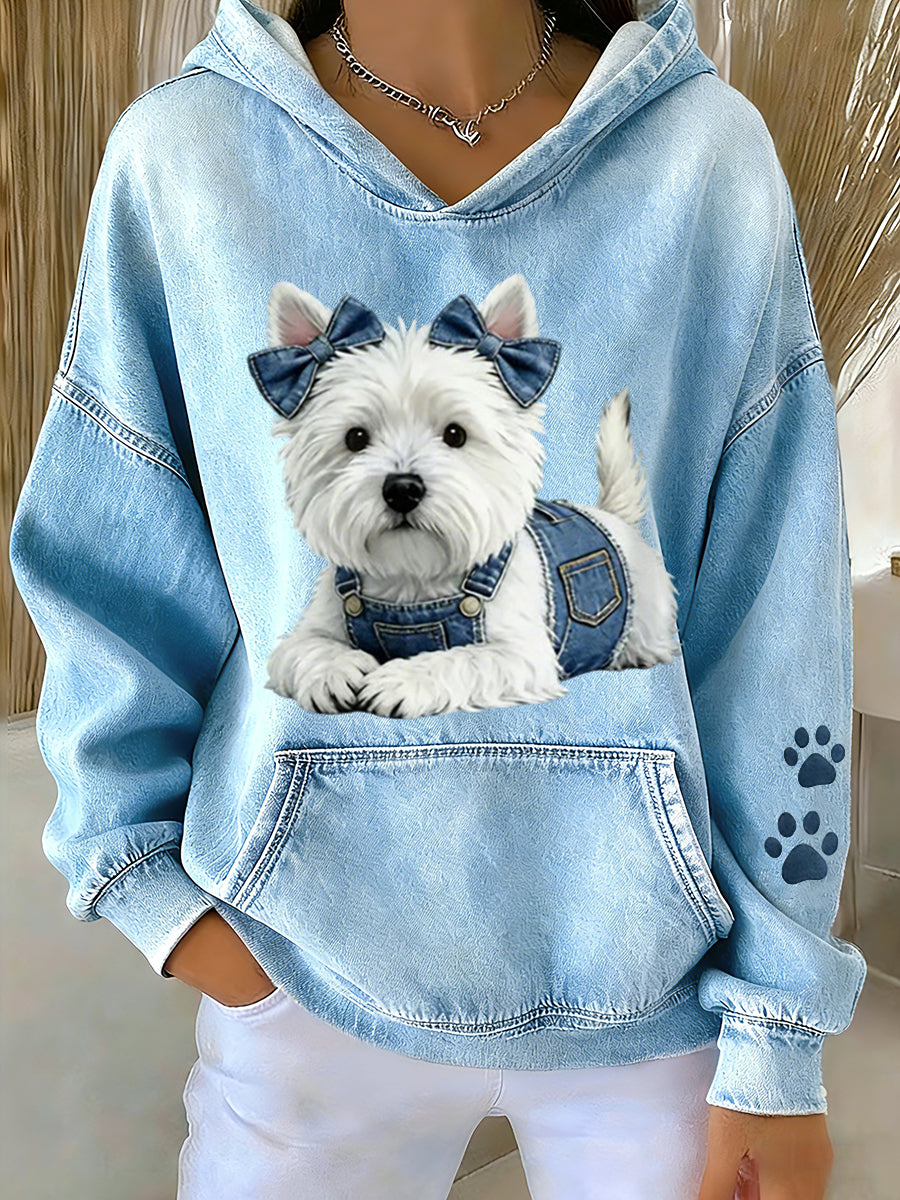 Sudadera con capucha Animal Lovers Dog Print para mujer