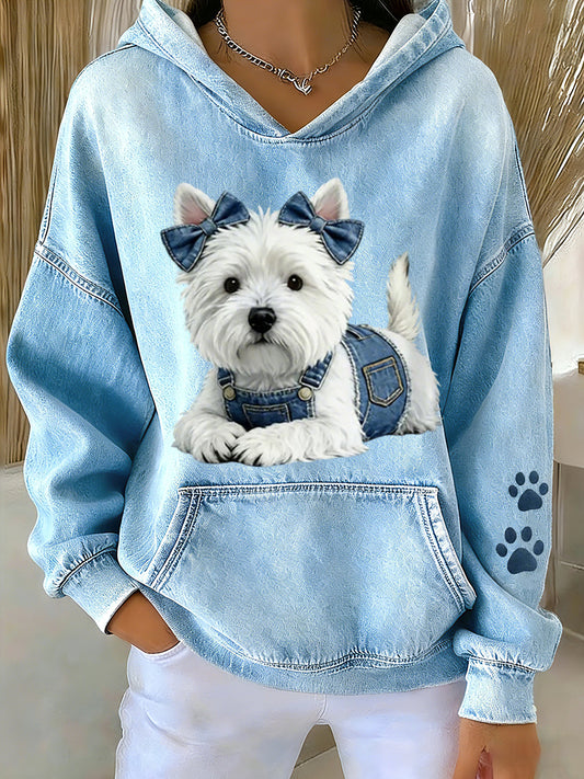 Sudadera con capucha Animal Lovers Dog Print para mujer