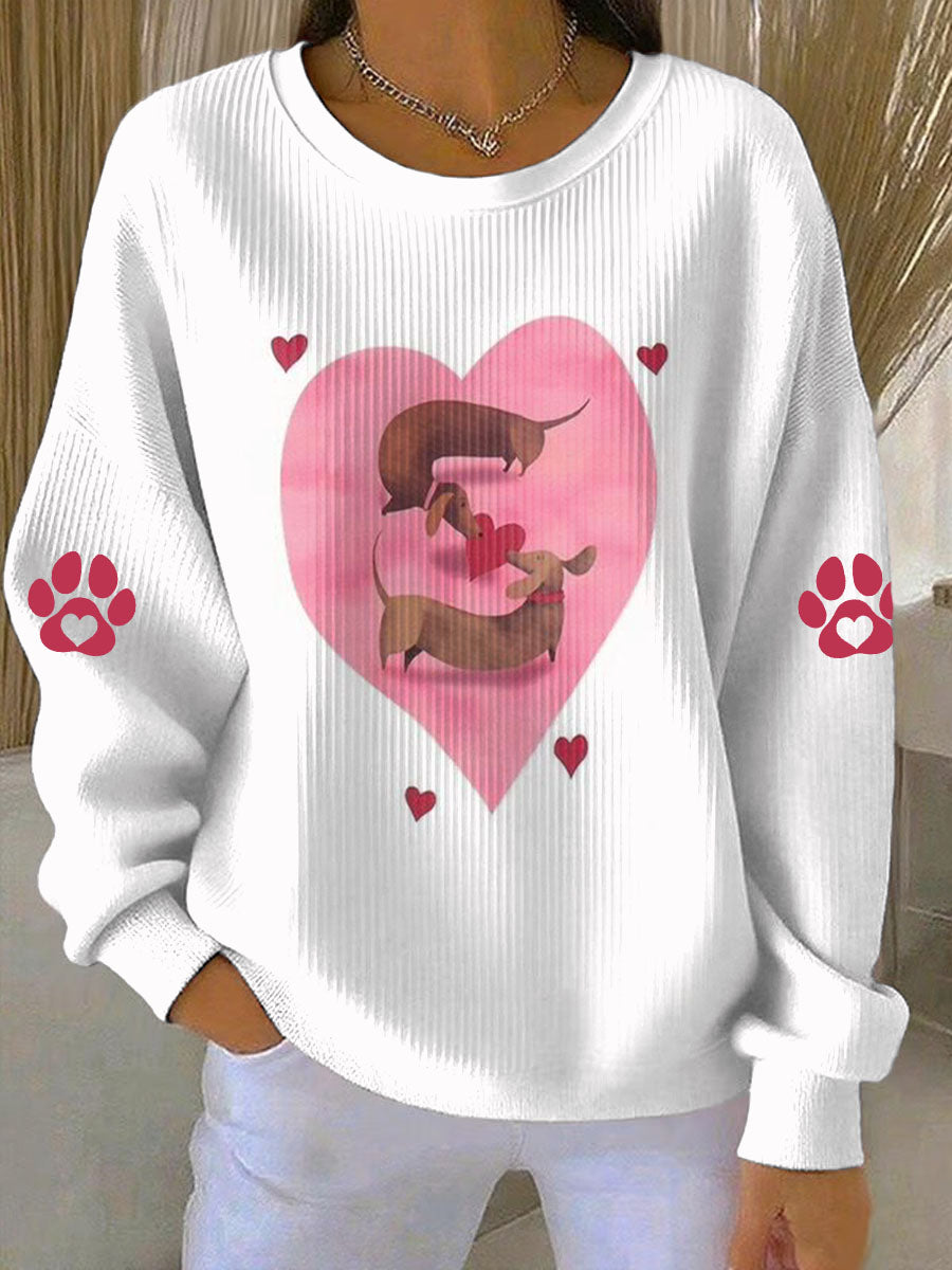 Sudadera casual con estampado animal lindo de San Valentín para mujer