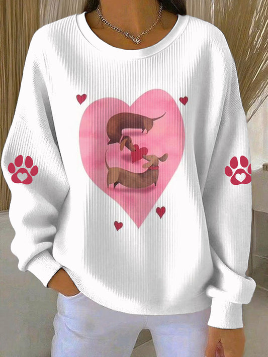 Sudadera casual con estampado animal lindo de San Valentín para mujer