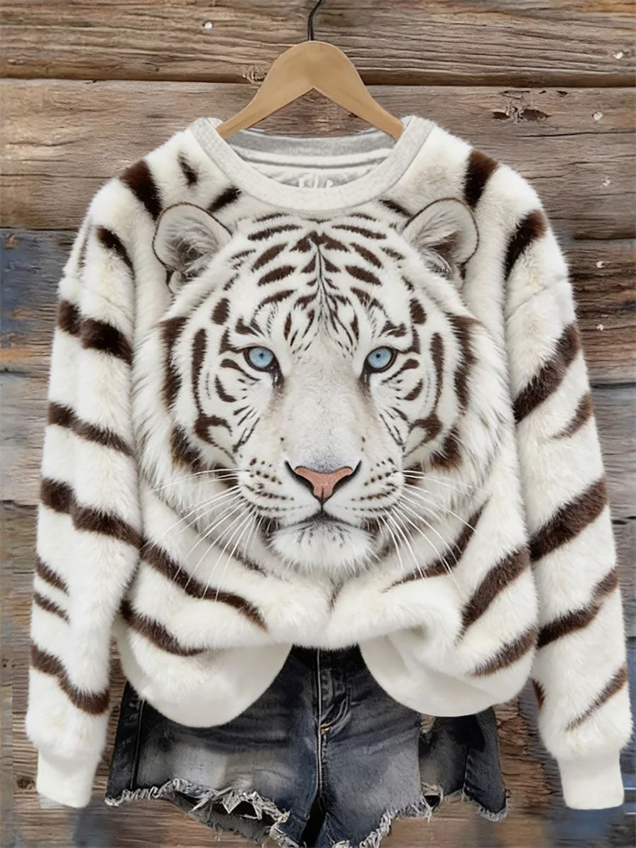 Sudadera Casual Tiger Art Print para mujer