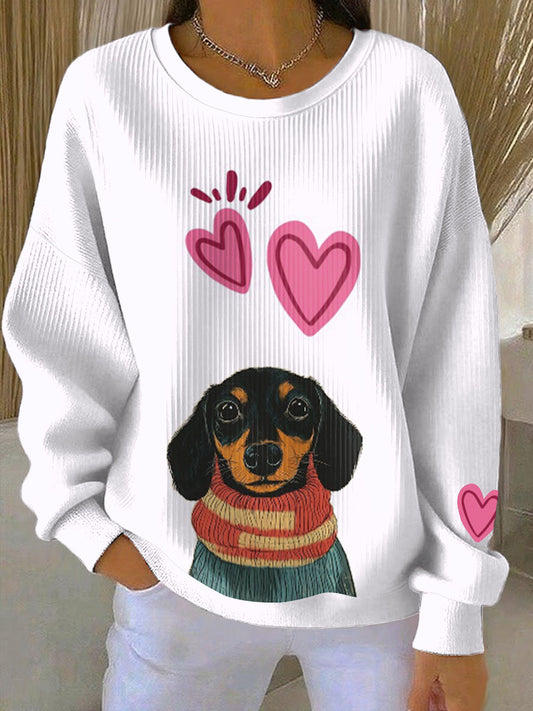 Sudadera casual con estampado animal lindo de San Valentín para mujer