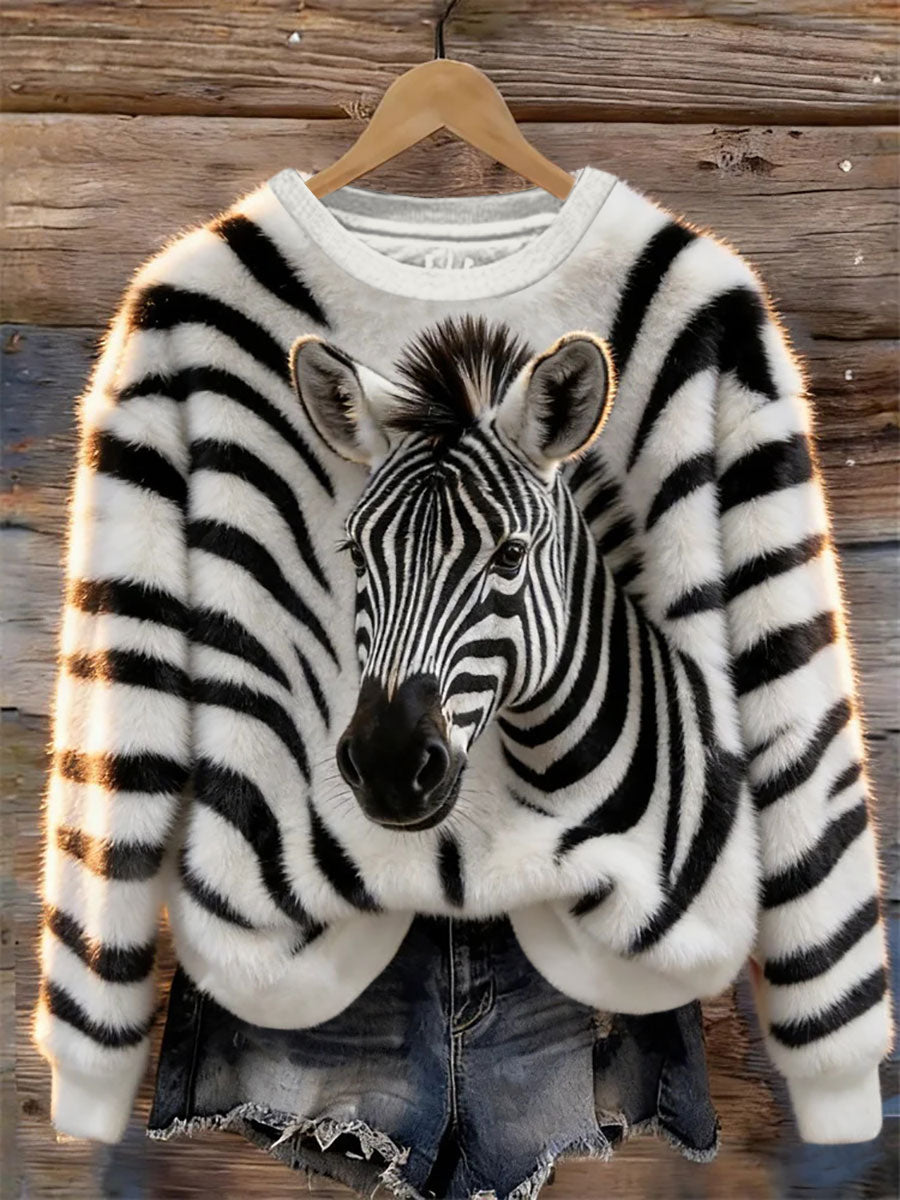 Sudadera casual Zebra Art Print para mujer