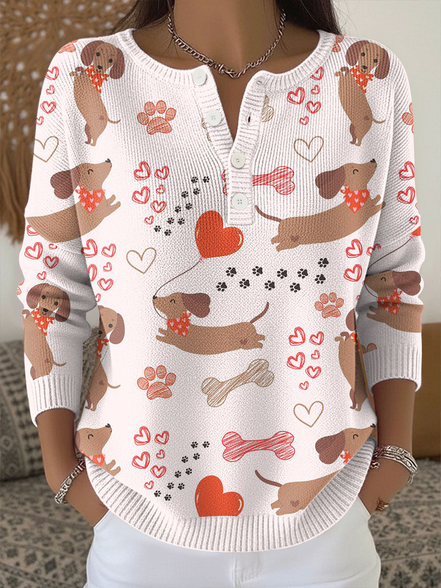 Top de punto con estampado animal lindo de San Valentín para mujer