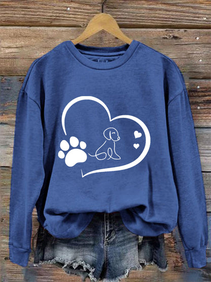 Paw Heart Print Dog Lovers Día de San Valentín para mujer Sudadera casual