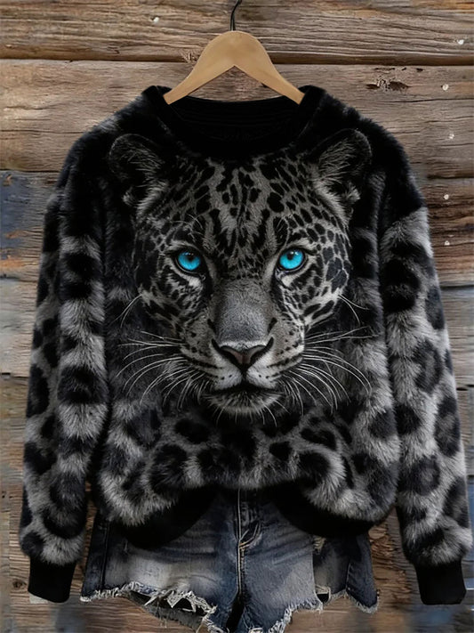 Sudadera casual con estampado de arte animal para mujer