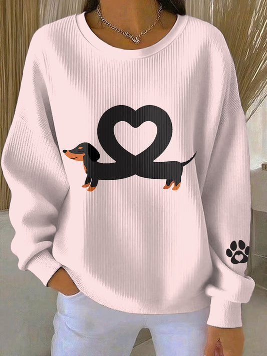 Sudadera casual con estampado animal lindo de San Valentín para mujer