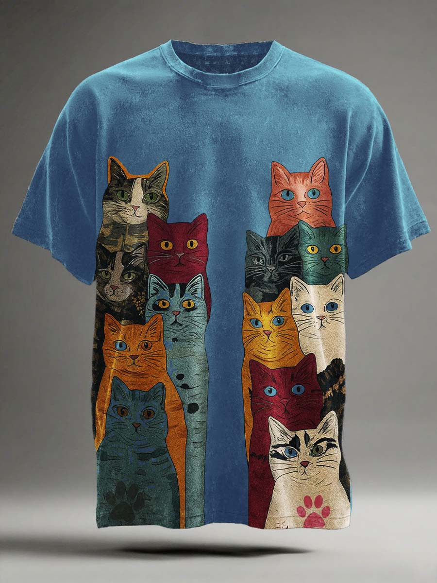 Camiseta de manga corta Funny Cat Print