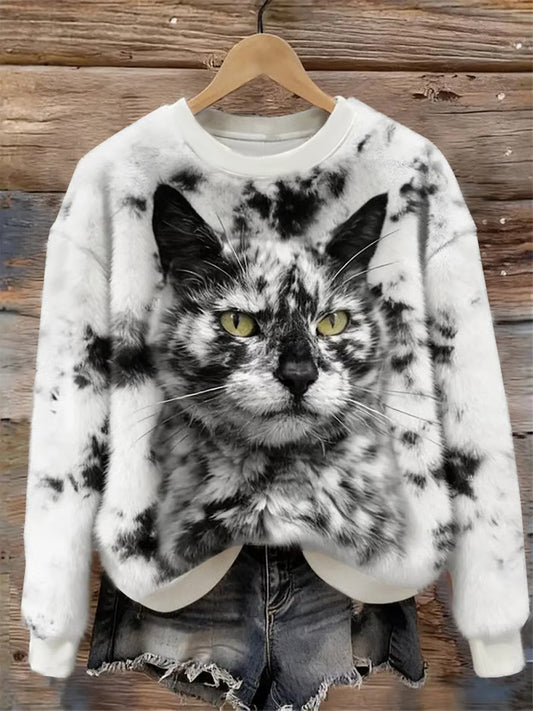 Suéter ocasional de la franela de la impresión del arte animal lindo de las mujeres