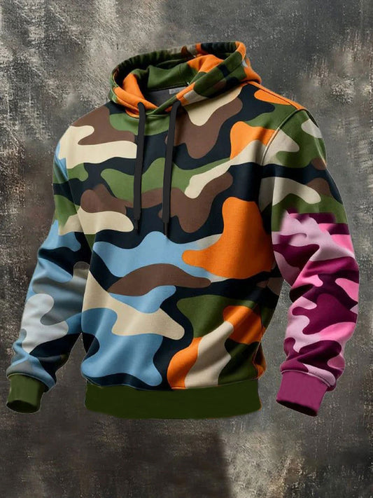Hombres Camuflaje Oversized Drop-Shoulder Hoodie con bolsillos