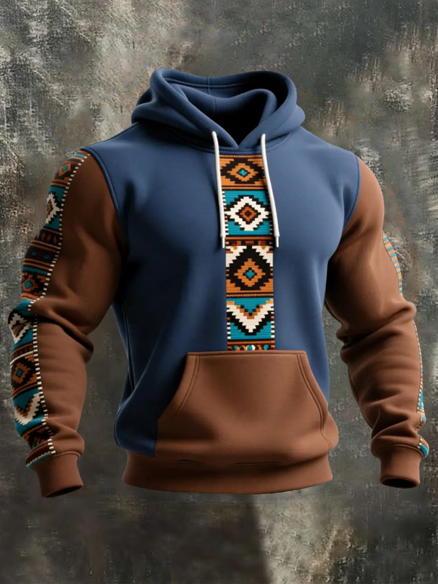 Hombres Retro Western Aztec Imprimir Casual Hoodie