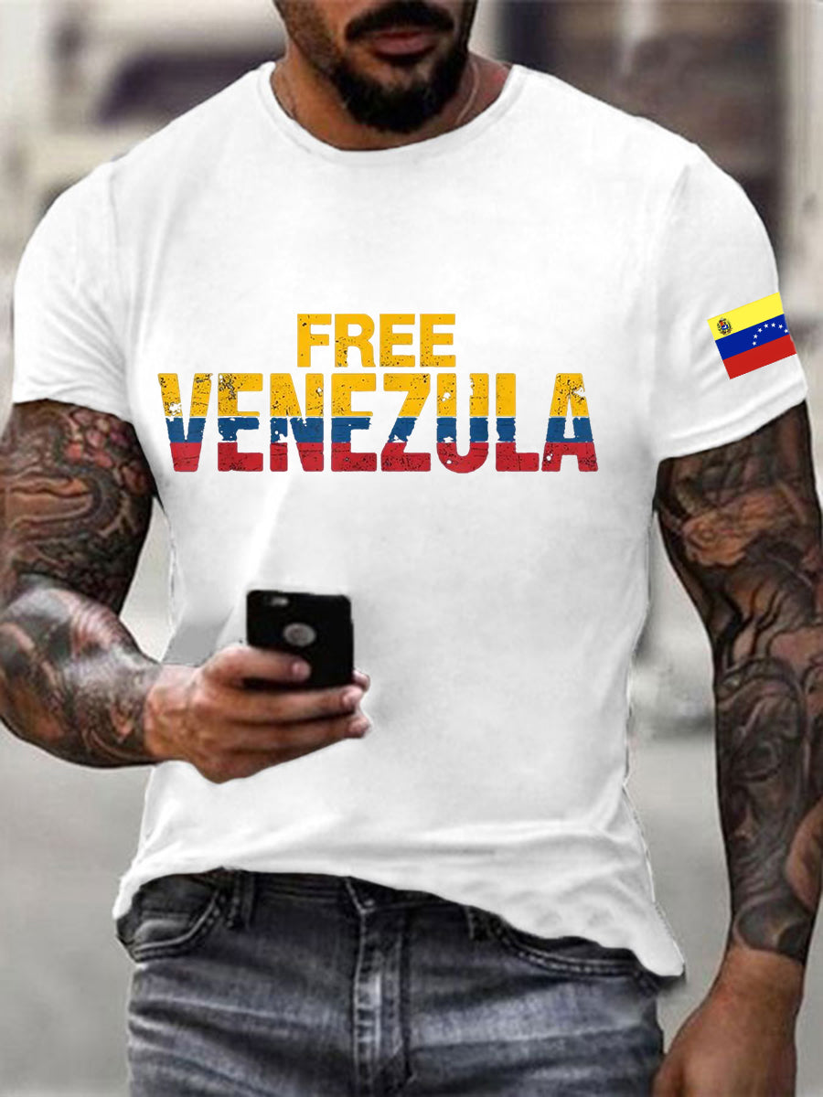 Camiseta estampada Free Venezuela para hombre