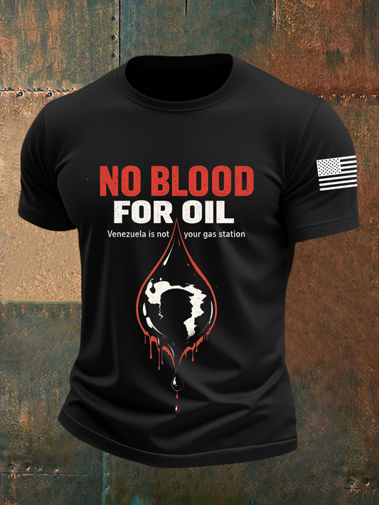 Camiseta de manga corta No Blood For Oil para hombre