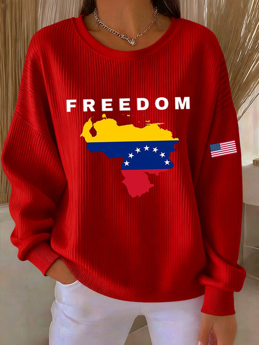 Sudadera estampada Freedom Venezuela para mujer
