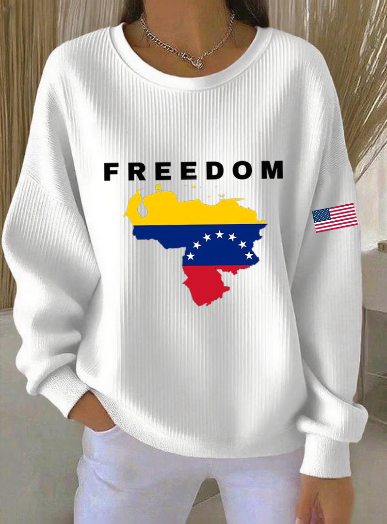 Sudadera estampada Freedom Venezuela para mujer