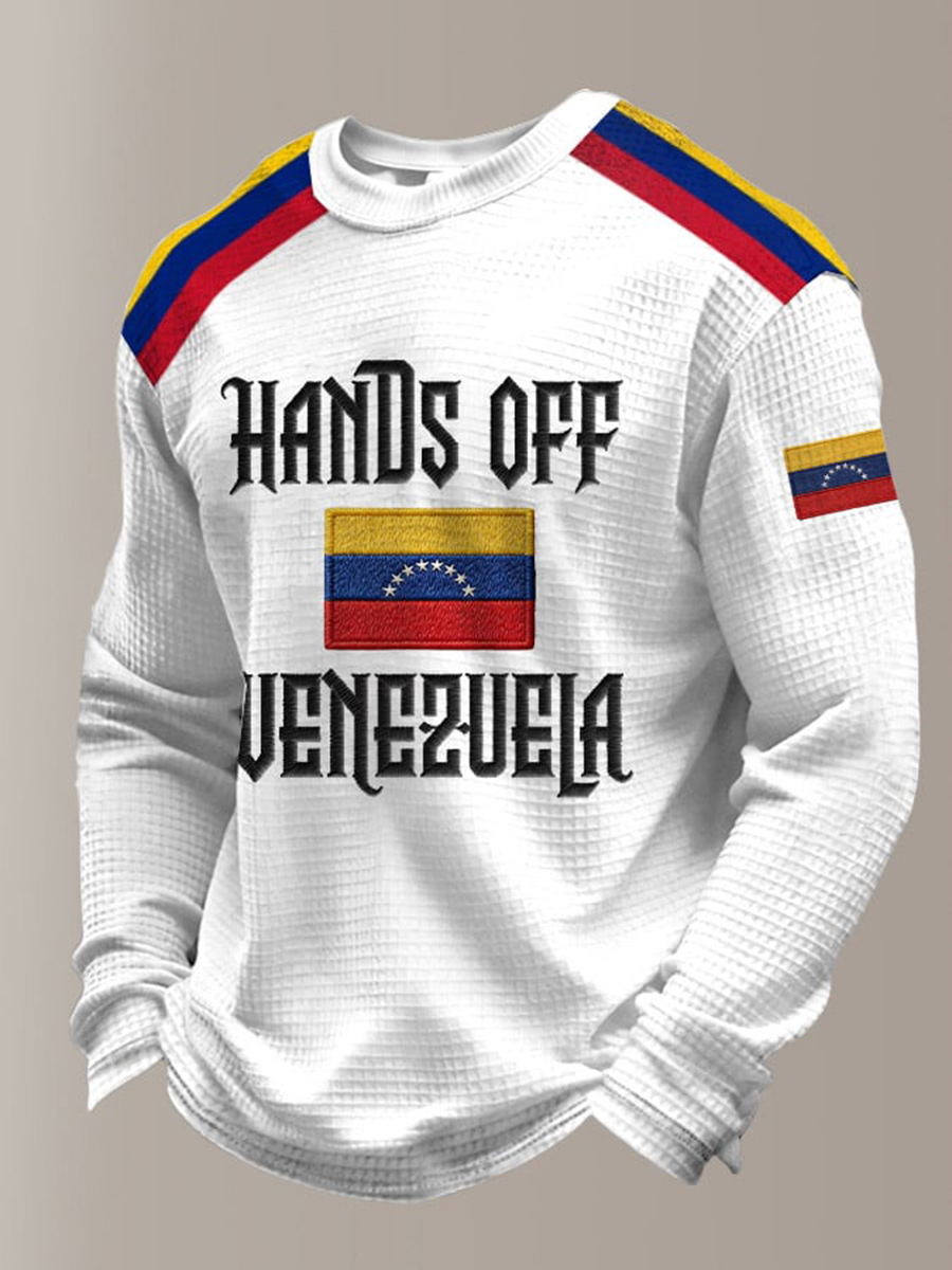 Camiseta de manga larga Hands Off Venezuela Waffle para hombre