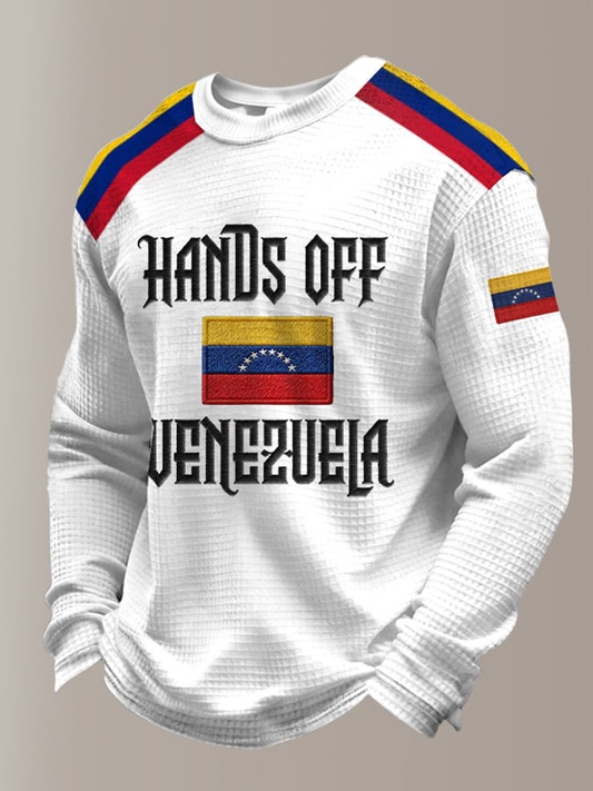 Camiseta de manga larga Hands Off Venezuela Waffle para hombre