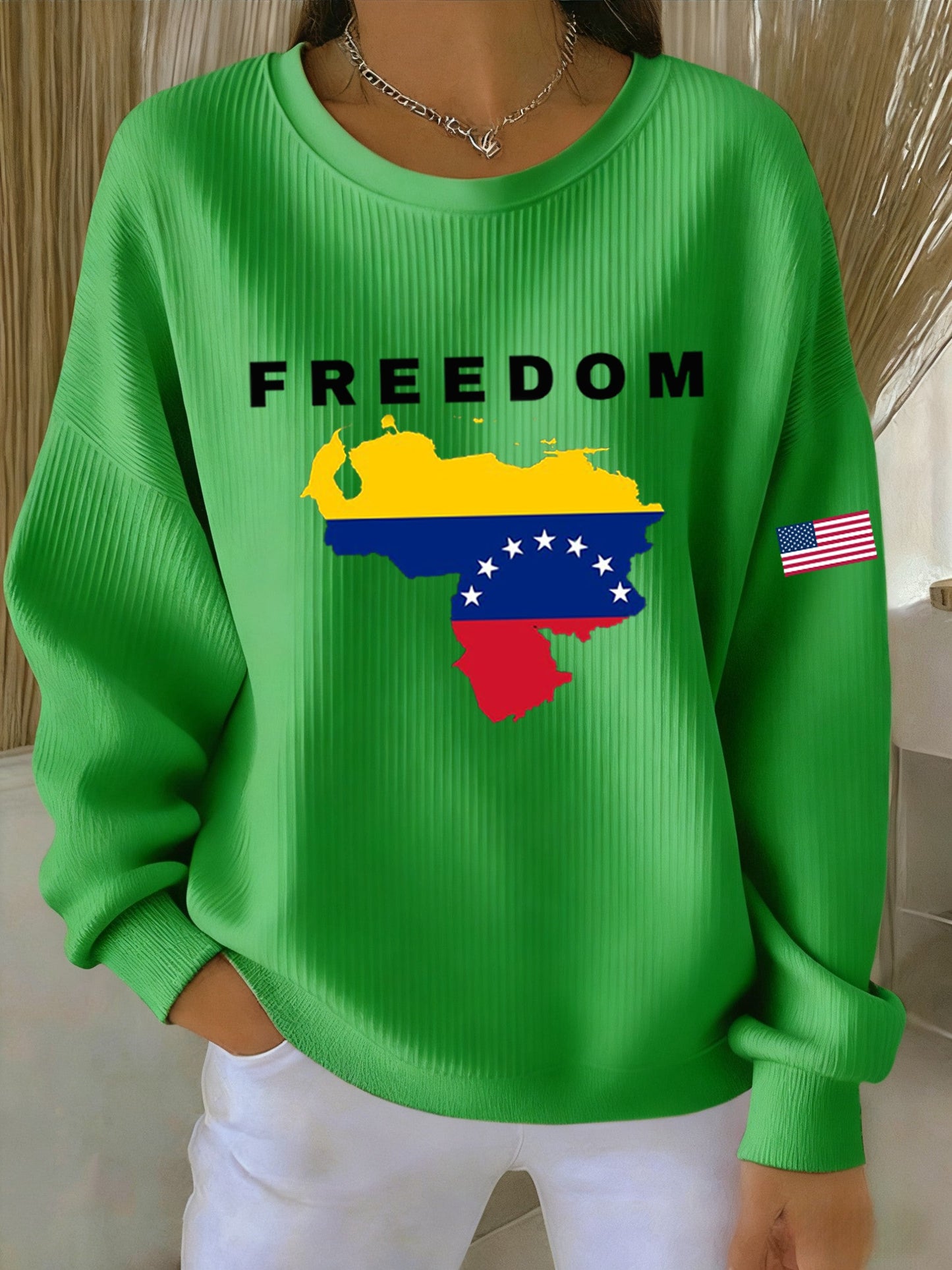 Sudadera estampada Freedom Venezuela para mujer