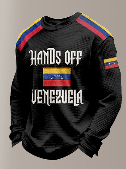 Camiseta de manga larga Hands Off Venezuela Waffle para hombre