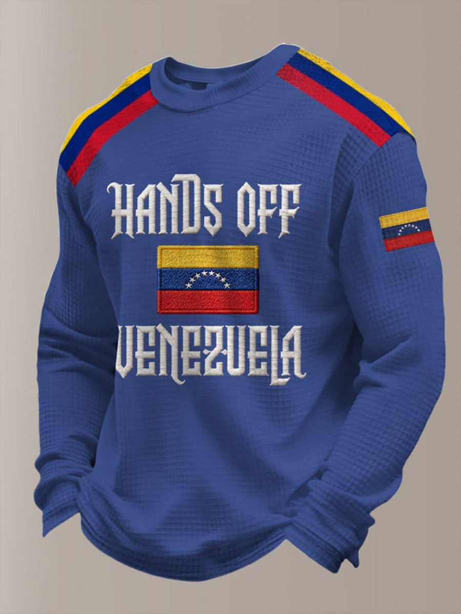 Camiseta de manga larga Hands Off Venezuela Waffle para hombre