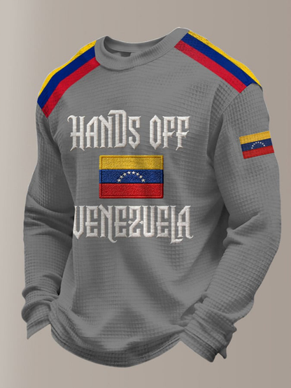 Camiseta de manga larga Hands Off Venezuela Waffle para hombre