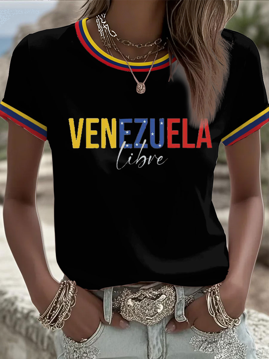 Camiseta manga corta Venezuela Libre Print para mujer
