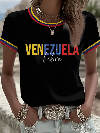 Camiseta manga corta Venezuela Libre Print para mujer