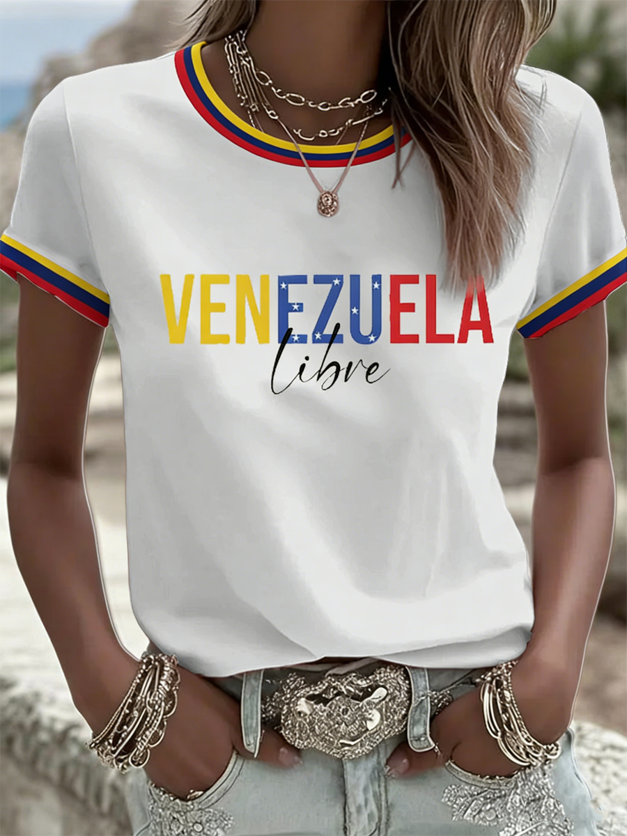 Camiseta manga corta Venezuela Libre Print para mujer
