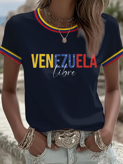 Camiseta manga corta Venezuela Libre Print para mujer