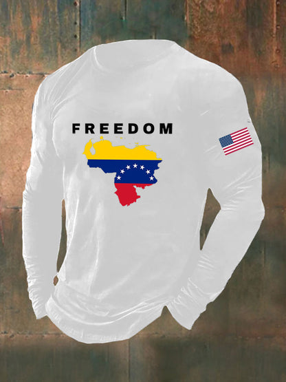Camiseta de manga larga estampada Freedom Venezuela para hombre