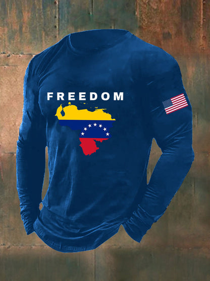 Camiseta de manga larga estampada Freedom Venezuela para hombre