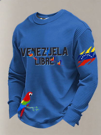 Camiseta manga larga Venezuela Libre Waffle para hombre