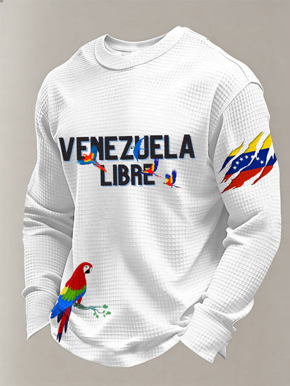 Camiseta manga larga Venezuela Libre Waffle para hombre