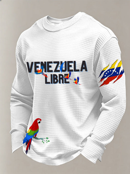 Camiseta manga larga Venezuela Libre Waffle para hombre