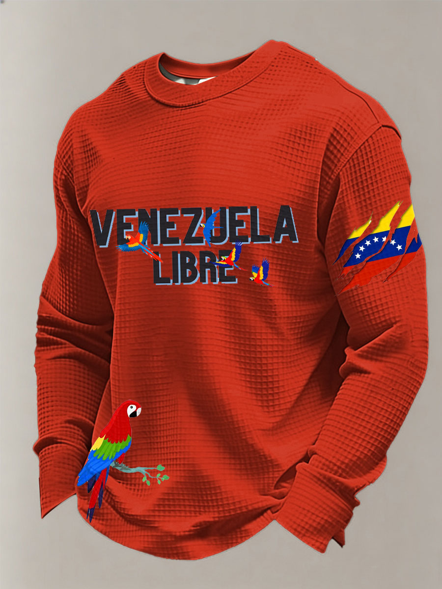 Camiseta manga larga Venezuela Libre Waffle para hombre
