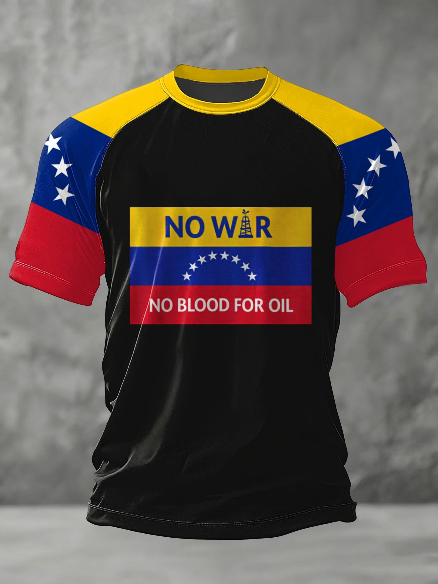 Hombres No War No Blood For Oil Support Venezuela Print Tee