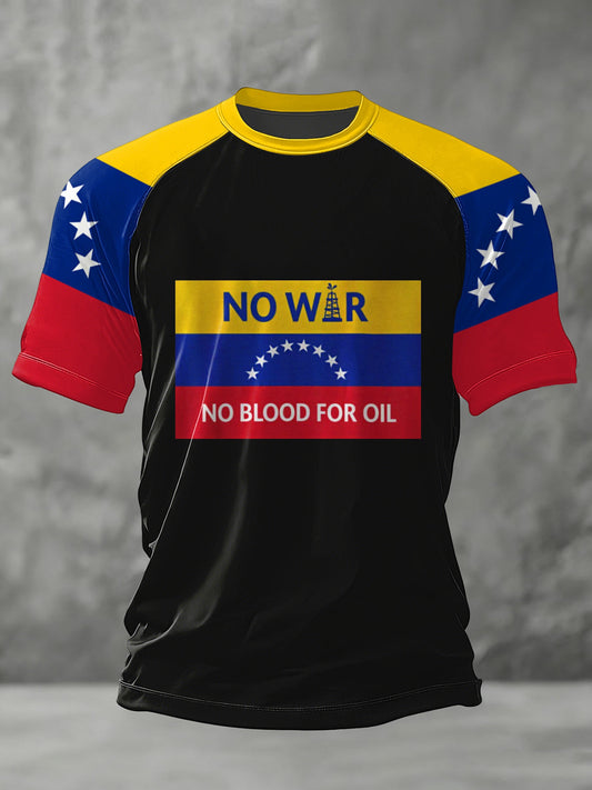 Hombres No War No Blood For Oil Support Venezuela Print Tee