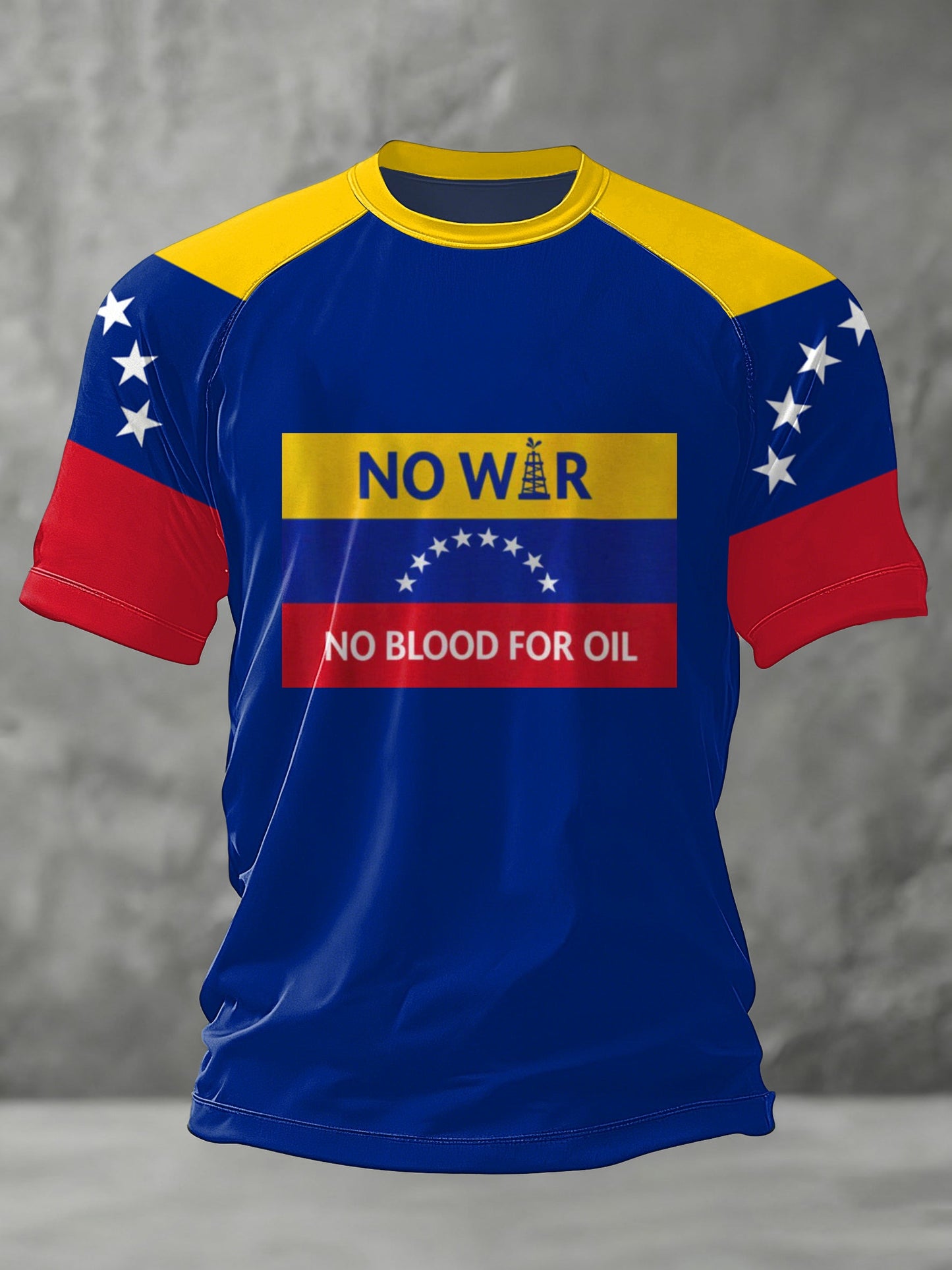 Hombres No War No Blood For Oil Support Venezuela Print Tee